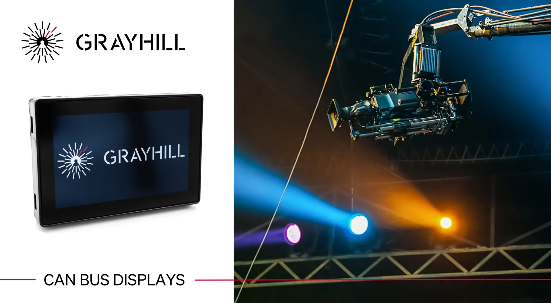Grayhill 3D70 7-inch display in camera crane film making equipment