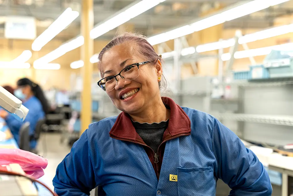 Manufacturing Employee Smiling