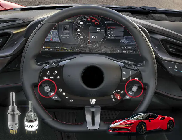 Steering wheel with red car