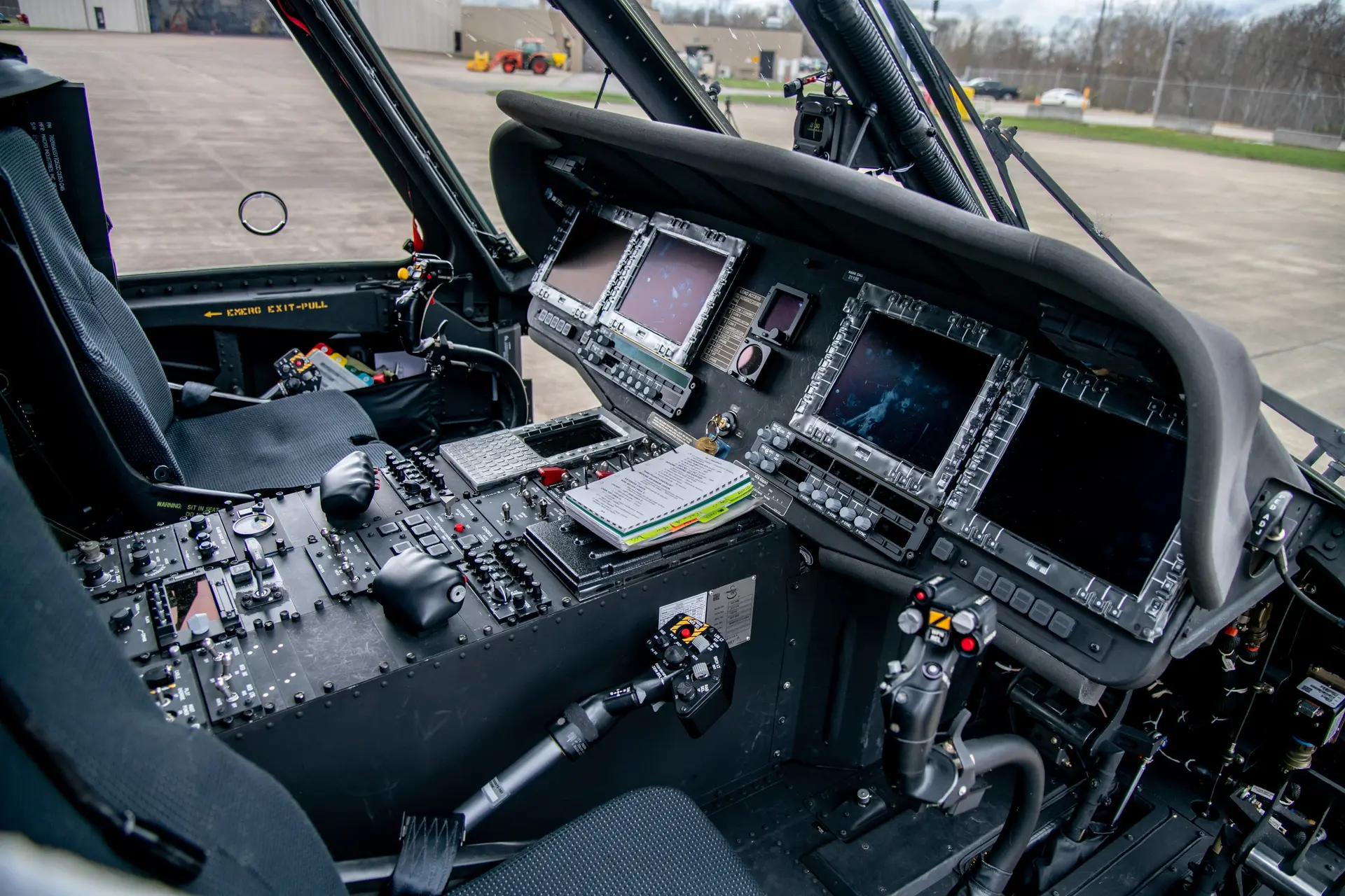 Military helicopter cockpit with encoders