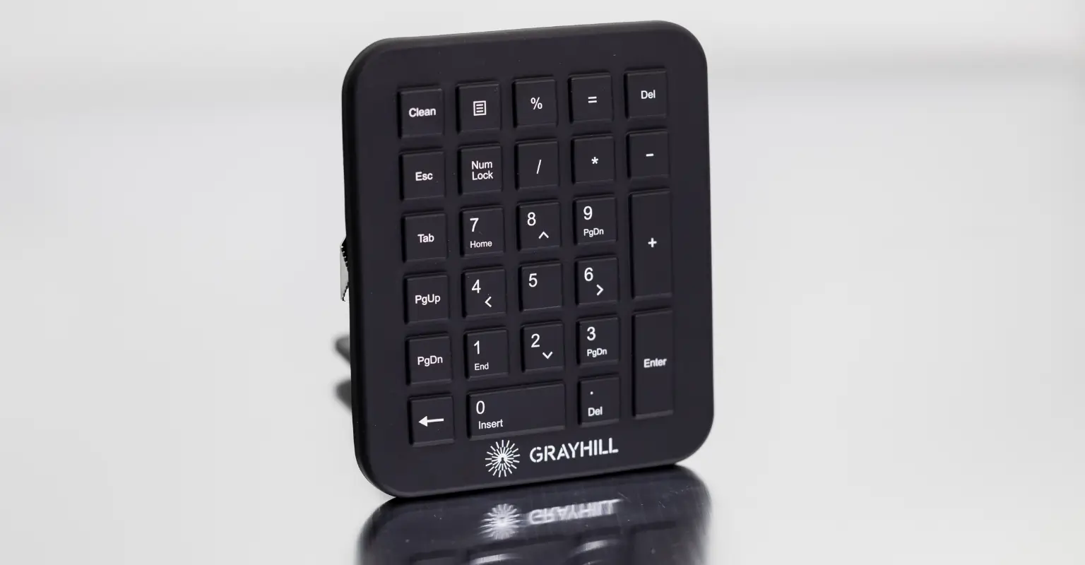 Vertical Shot of Black Grayhill Medical 10-Key Keyboard